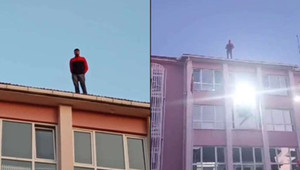 İşten çıkarılan maden işçisi, işletmenin çatısına çıkarak eylem başlattı