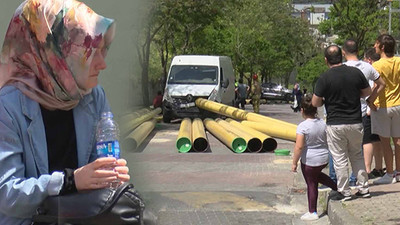 TIR'dan saçılan dev borular caddeyi savaş alanına çevirdi
