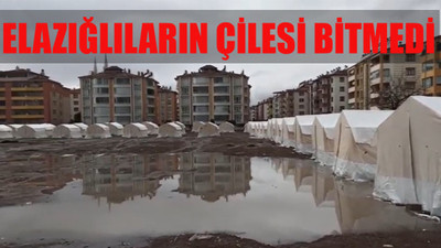 Elazığ'da çadırları su bastı