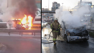 İstanbul'da seyir halindeyki araç alev aldı
