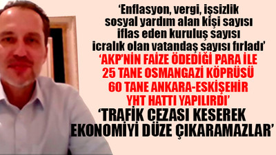 Erbakan AKP'ye ekonomi üzerinden yüklendi