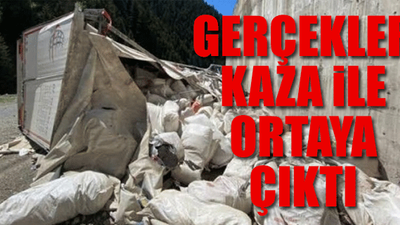 Rize’de devrilen TIR'dan İran çayı çıktı