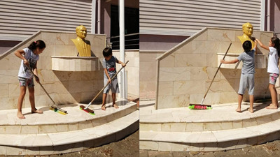 30 Ağustos Zafer Bayramı’nda 2 kardeş okul bahçesindeki Atatürk büstünü yıkadı