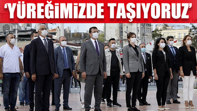 CHP'nin 97. kuruluş yıl dönümünde, İl Başkanlığı Taksim Cumhuriyet Anıtı'na çelenk bıraktı