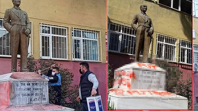 Atatürk heykeline çirkin saldırı