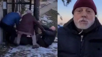 Köpeğe tekme atıp hayvansever çifti darp etti