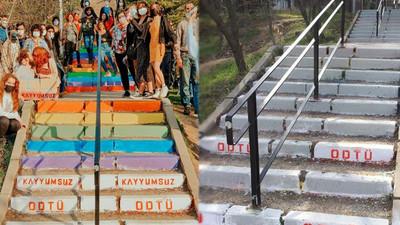 ODTÜ'lülerin 3. kez gökkuşağına boyadığı merdivenler, okul yönetimi tarafından yeniden griye boyandı