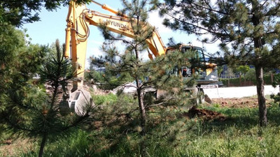 Eskişehir’de okul bahçesindeki ağaçlar düğün salonu için kesildi