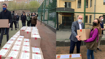 Moskova Büyükelçiliği Ramazan kolisi dağıttı