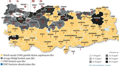 Korkutan harita: Bu kez konu hava kirliliği
