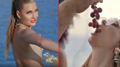 Oryantal Didem’e bakamayan Bülent Serttaş'tan olay klip: Üstsüz kadına üzüm yedirdi