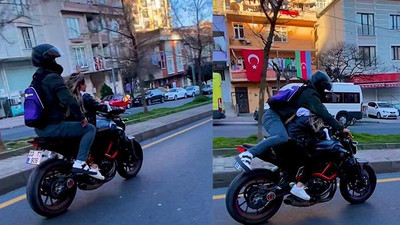 Pes dedirten görüntü: Kız arkadaşıyla motorda yer değiştirdi