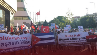 ABD Büyükelçiliği önünde Küba eylemi