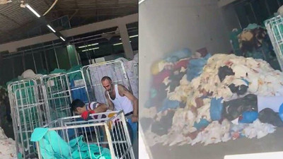 Hastanede skandal görüntüler: Çarşaflar yerlerde istiflenmiş...