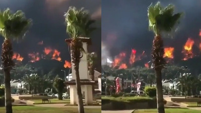 Ürküten görüntüler... Yangın evlere ulaştı, sirenler çaldı