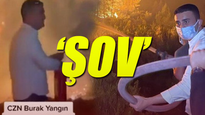 Yangın söndürme çalışmasına katılan 'CZN Burak'ın görüntüleri tepki çekti