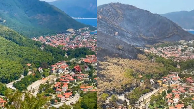 Yangının boyutunu gözler önüne seren fotoğraf