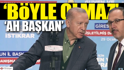 Erdoğan, Giresun'da salonu beğenmedi, bakanı yanına çağırdı