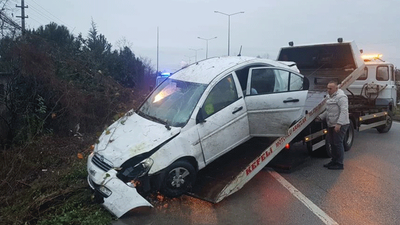 Önüne fırlayan köpeğe çarpmamak için kaza yaptı