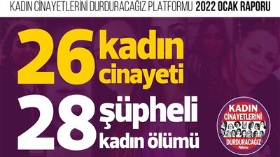 Kadın Cinayetlerini Durduracağız Platformu: Ocak ayında 26 kadın cinayeti işlendi
