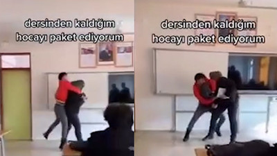 Dersinden kaldığı öğretmeninin kafasına poşet geçirdi