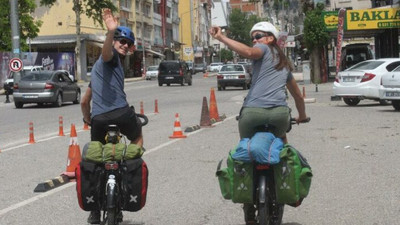 Dünyayı bisikletle dolaşan Fransız çift Adıyaman'da