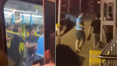 Fenerbahçelilerle Trabzonsporlular Marmaray'da birbirlerine girdi