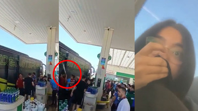 Trabzonsporlu taraftarlar Fenerbahçeli taraftarları taşıyan otobüse saldırdı 