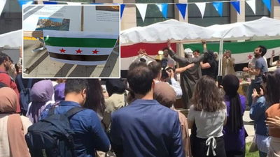 Üniversitede Özgür Suriye Ordusu bayraklı stant açıldı