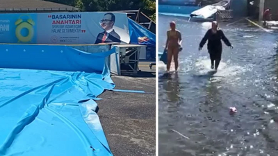 Fatih'te okul bahçesi göle döndü: Bir kişi hastaneye kaldırıldı