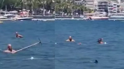 Marmaris'te köpekbalığı paniği: Paspasla kovaladılar