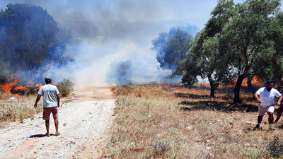 Tarlada başlayan yangın az daha köyü yakıyordu