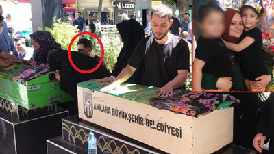 Yaralandığı kazada ölen öğretmen eşi ile 5 yaşındaki kızının cenazesine katıldı