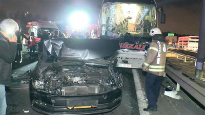 TEM'de zincirleme kaza: Yolcu otobüsü şoförü yaralandı