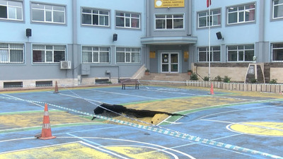 Bakırköy'de okul bahçesinde zemin çöktü