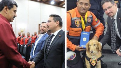 Maduro'dan, Türkiye'de arama kurtarma çalışmalarına katılan ekibe madalya