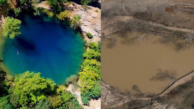Yeşilgöz obruğunda deprem sonrası suyun rengi değişti