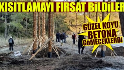 Kısıtlamayı fırsat bilip dünyaca ünlü koyda 'kaçak inşaat' çalışması yaptılar