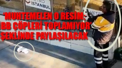 Temizlik görevlisi çöpleri metronun önüne topladı, fotoğrafını çekti