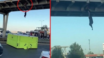 İstanbul'da üst geçitteki intihar girişimi son anda engellendi