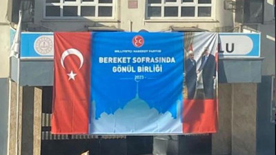 MHP ilkokulda pankart astı, propaganda yaptı