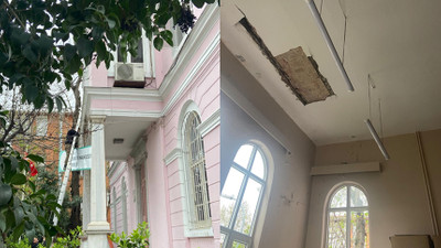 Deprem riski nedeniyle boşaltılan Kadıköy Halk Eğitim Merkezi’nin taşındığı okulda tavan çöktü