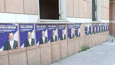 Pankartı kaldırılmıştı: AKP'li Kasapoğlu'nun bu kez afişleri kamu binasına yapıştırıldı