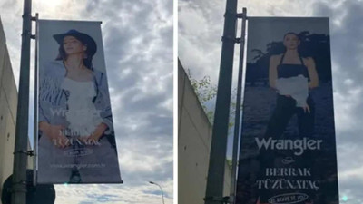 Berrak Tüzünataç'ın reklam afişinde göğüs ve göbek bölgesi boyandı