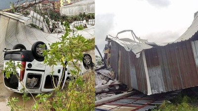 Mersin'de hortum biri TIR iki aracı devirdi, seraları parçaladı: 1 yaralı