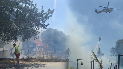 Bodrum'da ağaçlık alanda çıkan yangın, 'tiny house'lara sıçradı