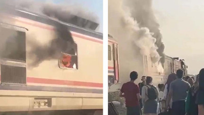 Denizli'de yolcu dolu trende yangın çıktı