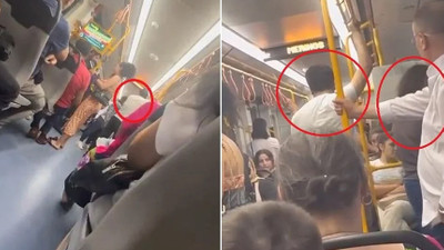 Metroda eşini bir kadınla gördü, ortalığı birbirine kattı