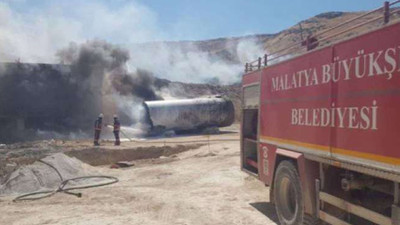 Malatya’da asfalt şantiyesinde yangın çıktı
