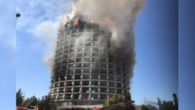 Gaziantep’te atıl haldeki 17 katlı otelde yangın çıktı